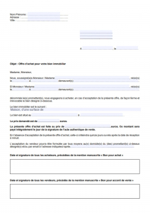 Offre d’Achat - Beispiel